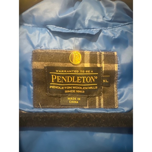 Pendleton Puffer Vest Full Zip Blue Down Feather Quilted Insulated Gilet XL - Picture 5 of 6